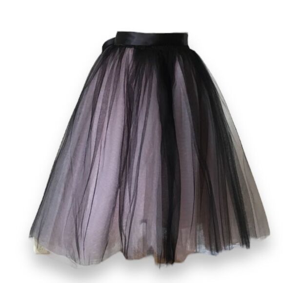 Black Purple Satin Multi Layered Tulle Knee Length Skirt - NEW - Picture 3 of 4